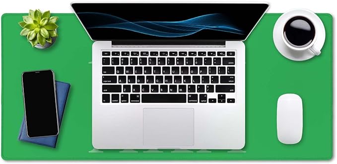 SSOIU Extended Gaming Mouse Pad (35.5x15.7 in), Large Stable Rubber Base Mousepad with Stitched Edges, Keyboard Mouse Mat Desk Pad for Work, Game, Office, Home - AkA 1908 Cool Design Green Color