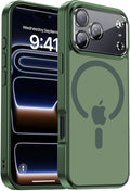 Strong Magnetic for iPhone 17 Pro case with Camera Lens Protector [ Military-Grade Protection] Compatible with MagSafe Shockproof Slim Thin Cover case for iPhone 17 Pro 6.3 inch, Alpine Green