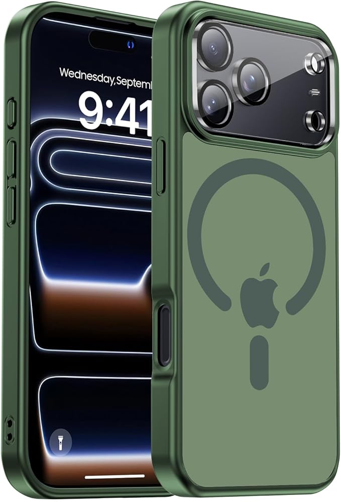 for iPhone 17 Pro Max case with Camera Lens Protector [10Ft Military-Grade Protection] Compatible with fit MagSafe Shockproof Cover Phone case for iPhone 17 Pro max 6.9 inch,Alpine Green