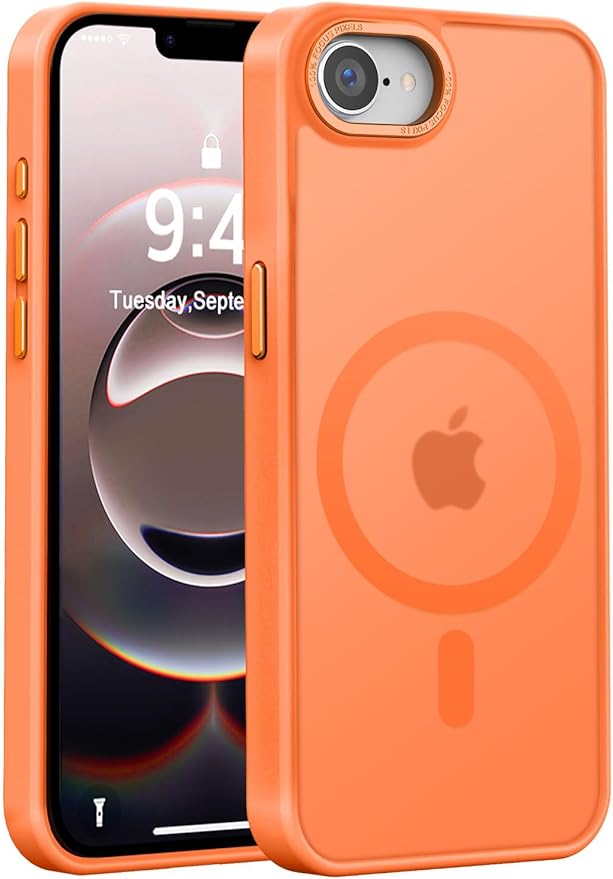 Newfuture Designed for iPhone 17e Case & iPhone 16e Case with Magnetic [13 FT Military Drop Protection] [Compatible with Magsafe] Slim Translucent Shockproof with Anti-Fingerprint Phone Case, Orange