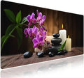 Wknoon. Large Gaming & Office Mouse Pad (31.5" x 11.8") – Natural Peaceful Scene Tranquil Zen Spa Still Life Ambiance of Candles, Stones & Orchids Flowers, Anti-Slip XXL Durable Stitched Desk Mat