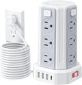 Power Strip Surge Protector, 16.4 Ft Extension Cord with 12 AC Multiple Outlets 4 USB (1 USB C), SMALLRT Power Tower Desktop Charging Station
