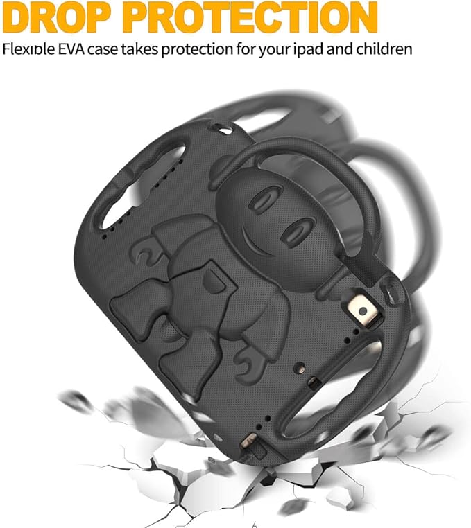 Kids Case for iPad 11th Generation (A16) 11" 2025 & 10th Gen 10.9" 2022 & iPad Air 11" 2025/2024 & Air 5th/4th Gen & Pro 11, Durable Protective Cover with Shoulder Strap Handle Stand, Black