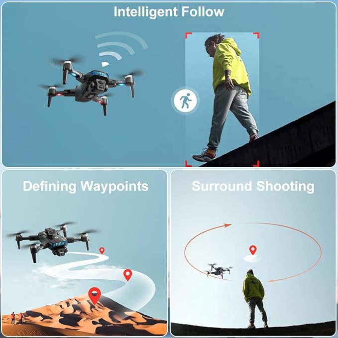 OBEST Drone with 4K Camera for Adults, Brushless Motor FPV Foldable RC Drones, 360° Flips, Headless Mode, Gesture Control, 40min Flight Time, 2 Batteries