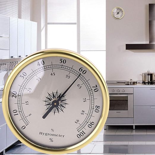 Round Gold Thermometer and Hygrometer 72mm Temperature Monitor Humidity Meter Gauge No Battery Needed for Indoor Meter