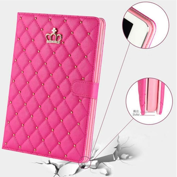 Changjia for iPad Air (3rd Gen) 10.5" 2019/iPad Pro 10.5" 2017 Case,Cute Crown Bling Rhinestone PU Leather Elegant Smart Auto Sleep/Wake Stand Shockproof Protective Case for Apple iPad 10.5 inch,Pink