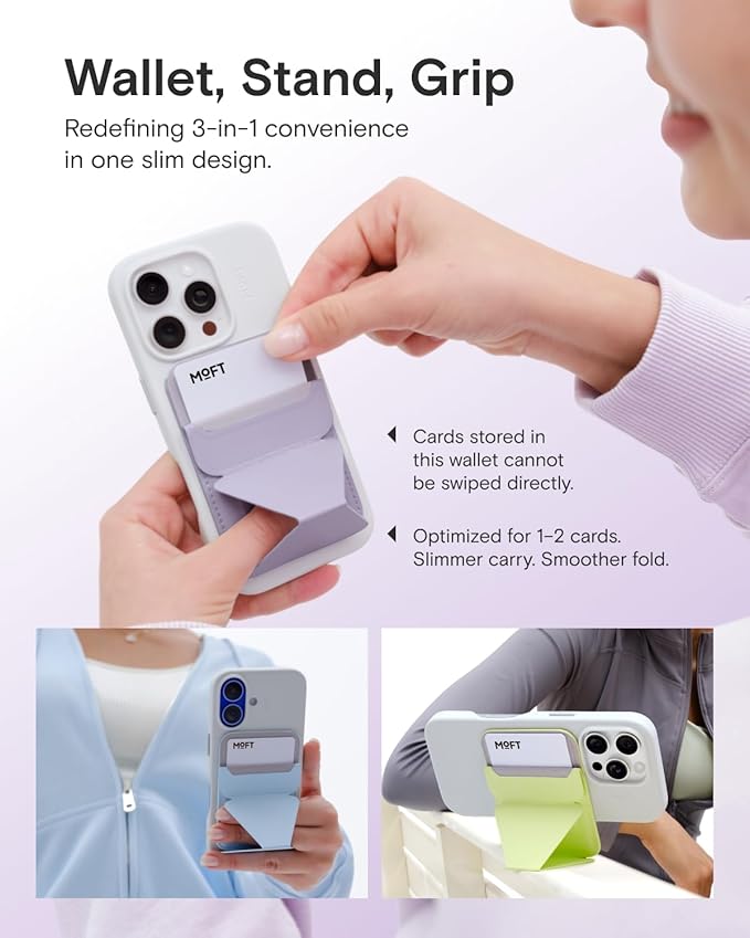 MOFT Magnetic Wallet Stand Compatible with iPhone 17/16/15/14/13/12 Series, Angle Adjustment & Magsafe Compatible MOVAS Phone Stand,Panna Cotta