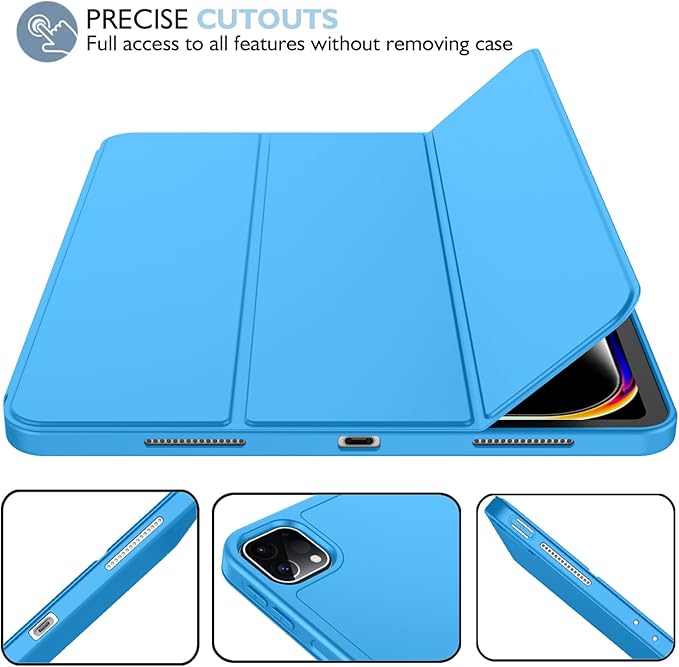 iMieet iPad Pro 13 Inch Case (M5/M4) 2025/2024 with Pencil Holder, Trifold Stand Smart Case with Soft TPU Back, Auto Wake/Sleep (Ocean Blue)