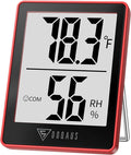 DOQAUS Digital Hygrometer Indoor Thermometer Humidity Gauge Room Thermometer with 5s Fast Refresh Accurate Temperature Humidity Monitor for Home, Bedroom, Baby Room, Office, Greenhouse, Cellar, Red