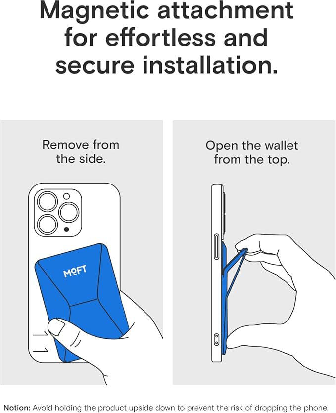 MOFT Magnetic Wallet Stand Compatible with iPhone 17/16/15/14/13/12 Series, Angle Adjustment & Magsafe Compatible MOVAS Phone Stand,Sapphire