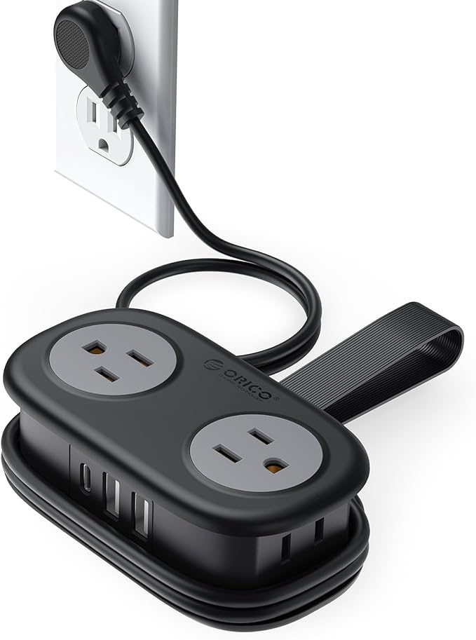 Cruise Approved Travel Power Strip, ORICO 4 Outlets 3 USB Ports (1 USB C) with 4FT Wrapped Short Extension Cord Small Power Strip, Compact for Hotel Travel Essentials-AP3