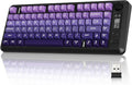 ZIYOU LANG M75 Wireless Gaming Keyboard, RGB Backlit Rechargeable 2000mAh Battery, Small Membrane But Mechanical Feel Keyboard with Smart Display & Knob, PBT Gradient keycaps for PC, MAC-Grape Purple