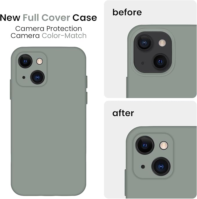 FireNova Designed for iPhone 15 Case, Silicone Upgraded [Camera Protection] Phone Case, Soft Anti-Scratch Microfiber Lining Inside, 6.1 inch, Calke Green