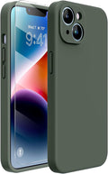 Miracase Designed for iPhone 14 Case with Screen Protector,[Upgraded Enhanced Camera Protection],Shockproof Liquid Silicone Case with Microfiber Lining, 6.1 inch,Dark Green