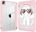 Tuiklol for iPad Pro 11 Inch Case M2 2022 Gen 4th -Built-in Pencil Holder Shockproof Cover Clear Transparent Back Shell Fit for iPad 11’’ 2021 2020 2018 Gen 3rd/2nd/1st for Kid, Lovely Elephant-Pink