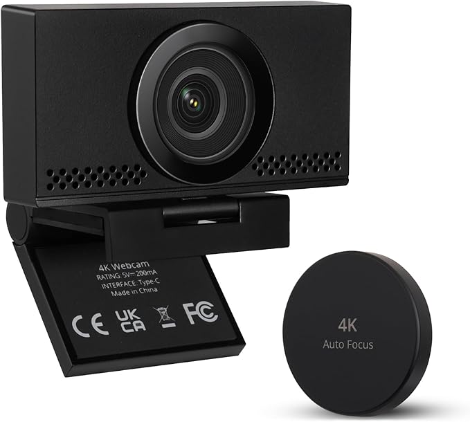 MEGREZ 4K Webcam with Microphone, AutoFocus HD USB C Web Camera with Privacy Cover, Plug & Play Streaming Webcam for Zoom Meetings, Skype, YouTube, Laptop/Desktop/PC