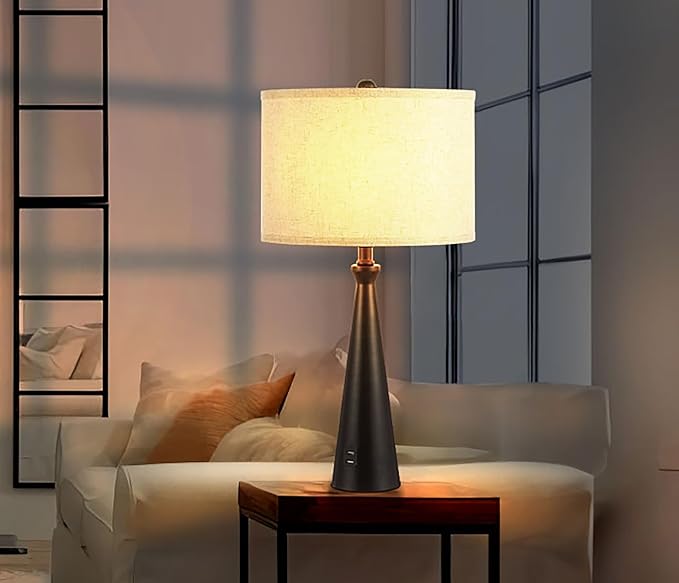 EOEYYOYB Lamp for Bedroom Set of 2 Lamps for Night Stand Black Bedside Lamps Modern Living Room End Table Lamps