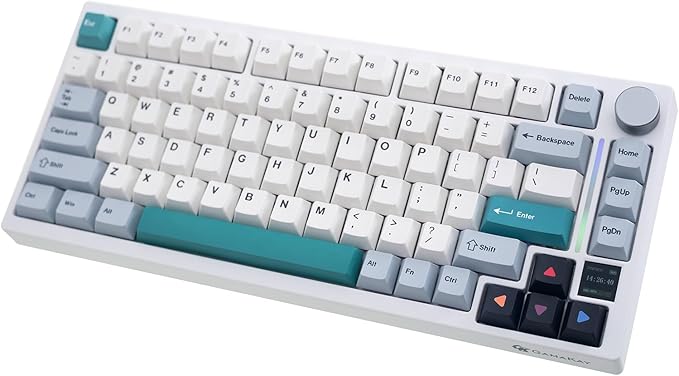 GK GAMAKAY TK75 V2 75% Silent Mechanical Keyboard with TFT Screen, Hot Swap RGB Bluetooth 5.0/2.4GHz Wireless/USB-C Wired PBT Cherry Profile Keycaps Gaming Keyboard (GamaKay Pegasus Switch)
