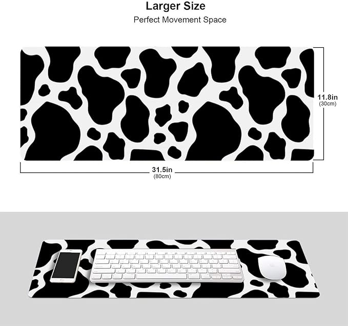 Cow Print Skin Gaming Mouse Pad Large XL Long Extended Pads Big Mousepad Keyboard Mouse Mat Desk Pad Home Office Decor Accessories for Computer Pc Laptop