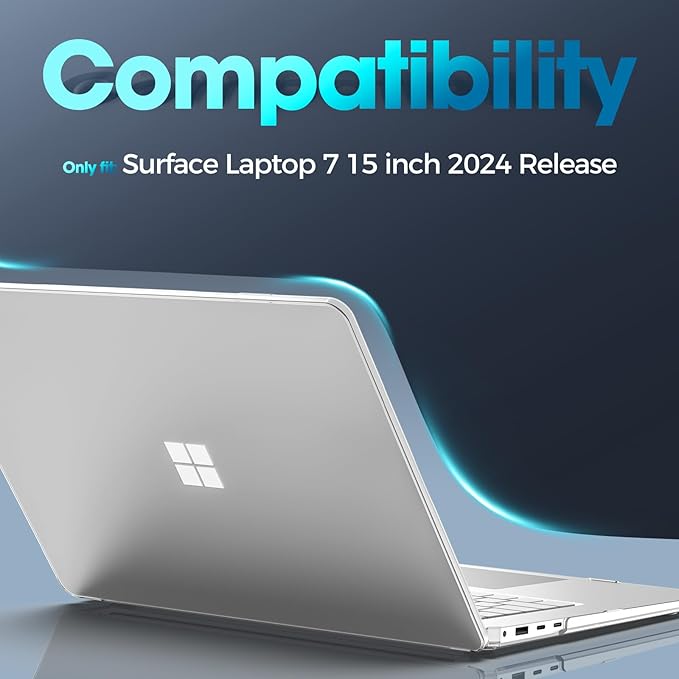 ProCase Protective Case for 15 Inch Microsoft Surface Laptop 7 2024 Release, Hard Shell Transparent Cover with Durable and Lightweight Design -Crystal