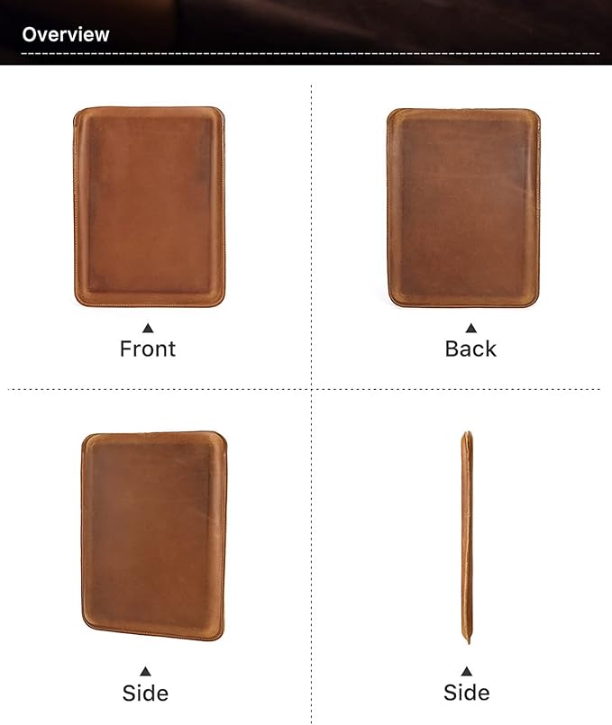 Top Grain Leather 14.2" Laptop Sleeve Case, Solid Vintage Design, Compatible with MacBook Pro 14" 2021 M1 A2442 & Old Versioned 13-13.3 Inch MacBook Pro/MacBook Air, Brown 14.2 Inch