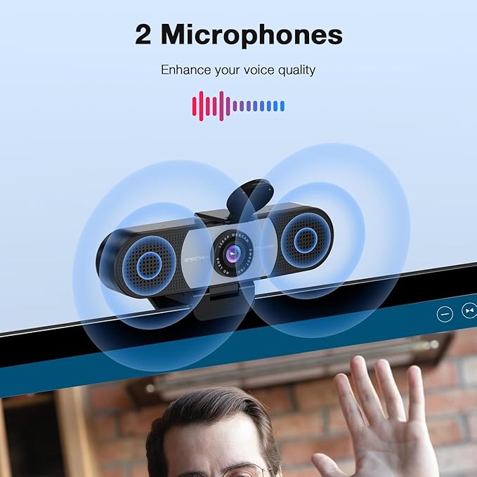 EMEET 1080P Webcam, C960 Web Camera with 2 Noise-Cancelling Microphones & Privacy Cover, 90° FOV Computer Camera, Plug & Play USB Webcam for Calls/Conference, Zoom/Skype/YouTube, Laptop/Desktop, Grey