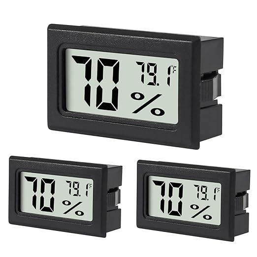 3Pcs Mini Digital Thermometer Hygrometer Electronic Temperature Humidity Gauge Meters Indoor LCD Display Fahrenheit for Greenhouse,Garden,Car Cellar and Office