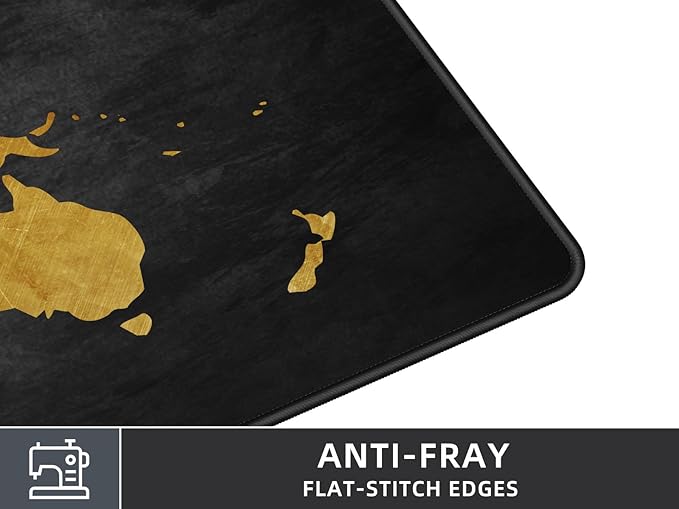 Rinaze Mouse Pad Desk Mat, Multifunctional Large Gaming Mousepad, Office Desk Pad with Washable Durable Design, Keyboard Pad in Black World Map
