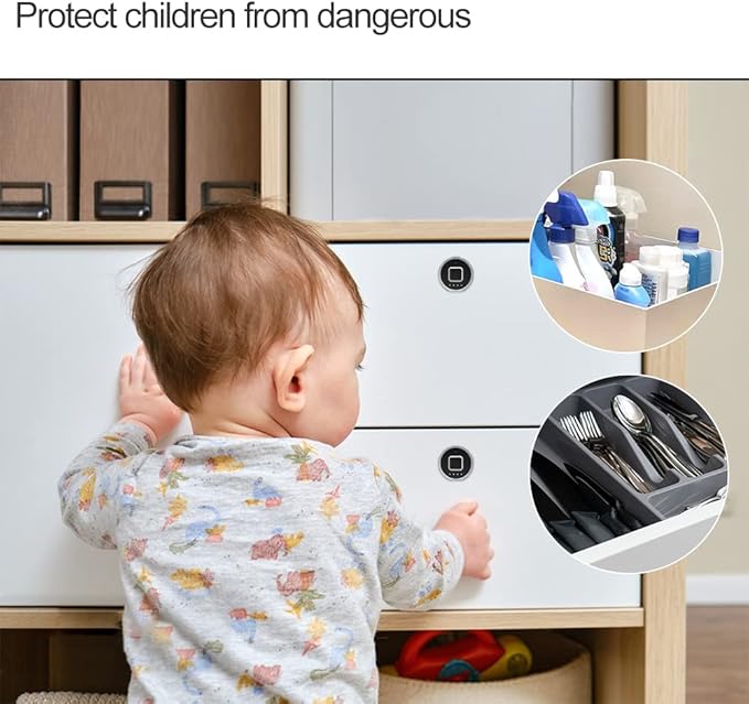 Fingerprint Drawer Lock eLinkSmart Bluetooth App Cabinet Lock 20MM (17MM) for Home Office Mailbox Keyless Furniture with 3 Sizes Tubular Cam 20 Fingerprints 1000+ App Users