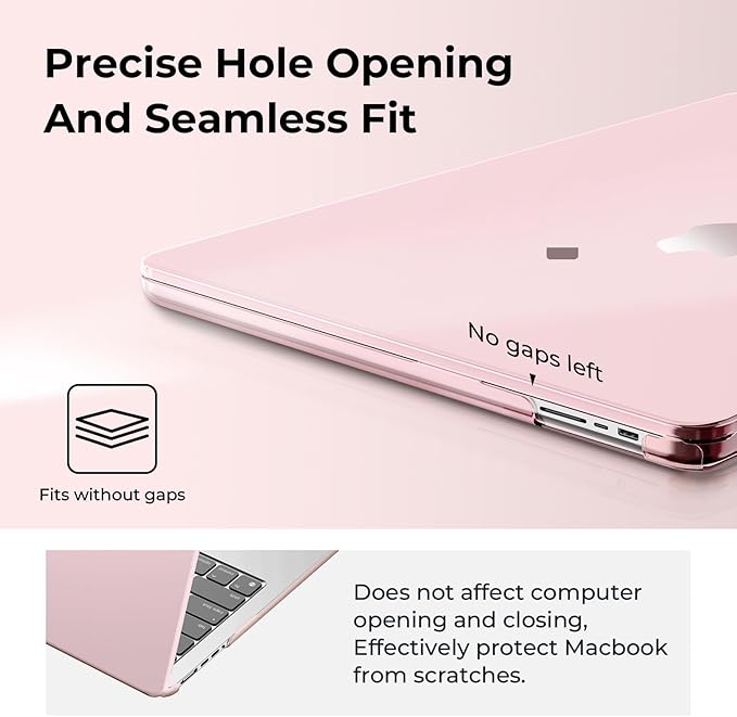 EooCoo Case Compatible with MacBook Pro 14 inch M5 2026 2025-2021 M4 M3 M2 M1 Pro/Max Chip, Crystal Clear Hard Shell, Easy to Install, Sturdy Laptop Protective Cover Case - Cute Crystal Pink