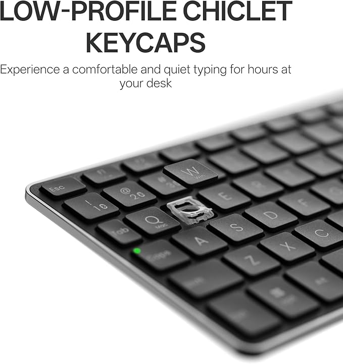 Rapoo Portable Wireless Keyboard with Touchpad, Multi-Device HTPC Keyboard for PC-Connected TV/Tablet/Steam Deck/Gaming Console/Raspberry Pi/Mini PC - Support Touch Gestures for Windows & Mac, Black