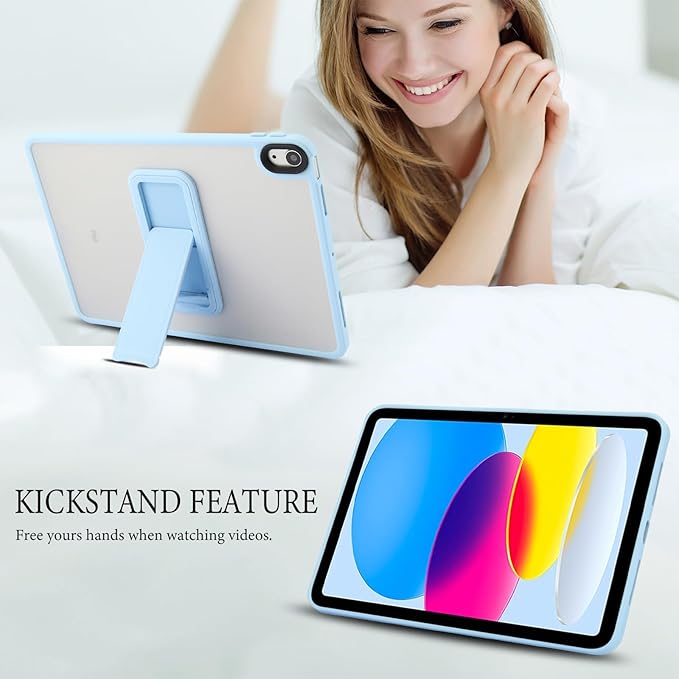 Shockproof Case for iPad (A16) 11th/10th Generation 10.9 inch 2025/2022, Kickstand Slim Fit Rugged Bumper Lightweight Anti-Scratch Bumper Case Cover for iPad 11th/10th Gen, Blue