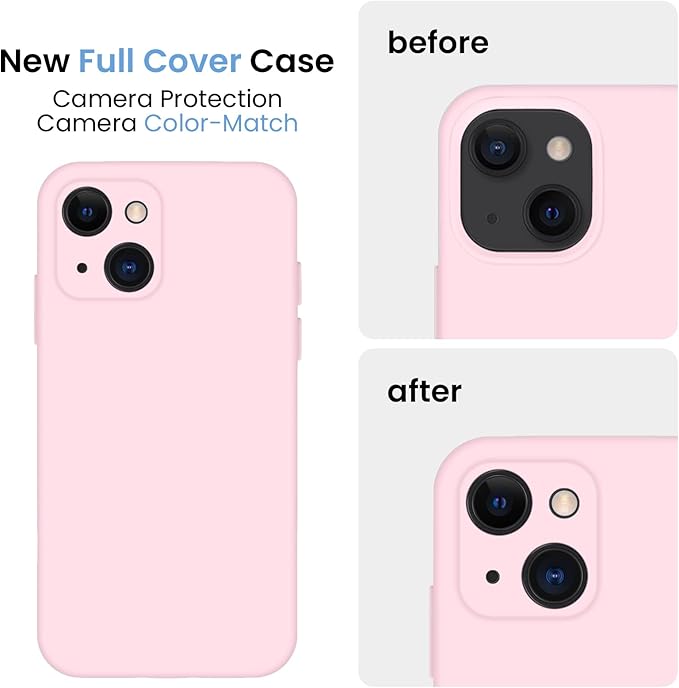 FireNova Designed for iPhone 13 Case, Silicone Upgraded [Camera Protection] Phone Case, Soft Anti-Scratch Microfiber Lining Inside, 6.1 inch, Chalk Pink