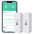 WiFi Hygrometer Thermometer Sensor for Home, Indoor Outdoor Wireless Temperature Humidity Sensor Monitor with Remote App Notification Alert, Work with Tuya app, for Home Greenhouse (2-Pack)