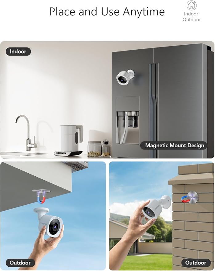 Security Cameras Wireless Outdoor Magnetic, 2.4G WiFi 2K Battery Powered, AI Motion Detection, Color Night Vision, 2-Way Talk, Waterproof,Cloud/SD Storage, Compatible with Alexa (1Pack)