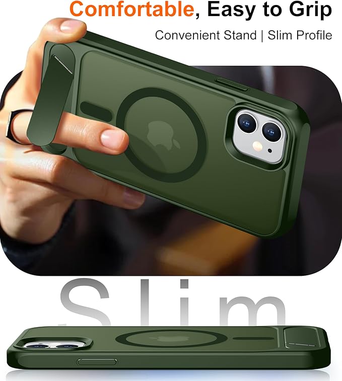 Magnetic Compatible with iPhone 11 Phone Case, [Built-in Invisible Kickstand][Compatible with MagSafe] [Military Grade Shockproof] Slim Translucent Matte Phone Case for iPhone 11 6.1"