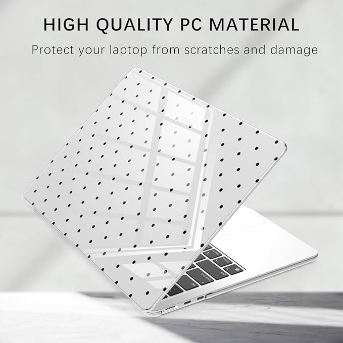 Compatible with MacBook Air 13 inch Case M1 A2337 A2179 A1932 2022 2021 2020 2019 Release, Cute Black Polka Dot Protective Hard Shell Clear Cover for MacBook Air 13.3 inch