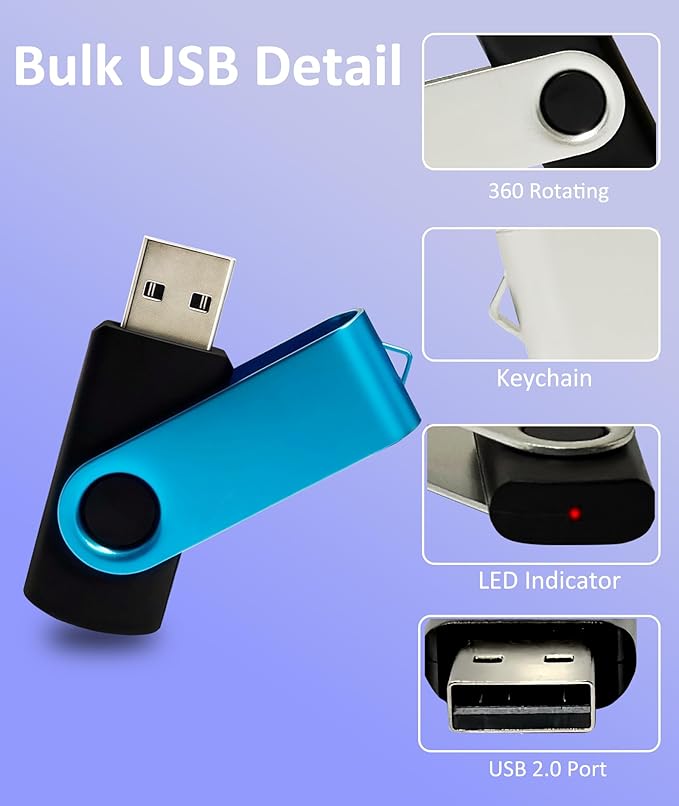 4GB USB Flash Drive 20 Pack, Nicepicten USB 2.0 Thumb Drives Zip Drive USB 4GB Memory Stick Swivel Pendrive Jump Drives Multipack with 20PCS Lanyard for Events Office (Colorful 20Pack 4 GB)
