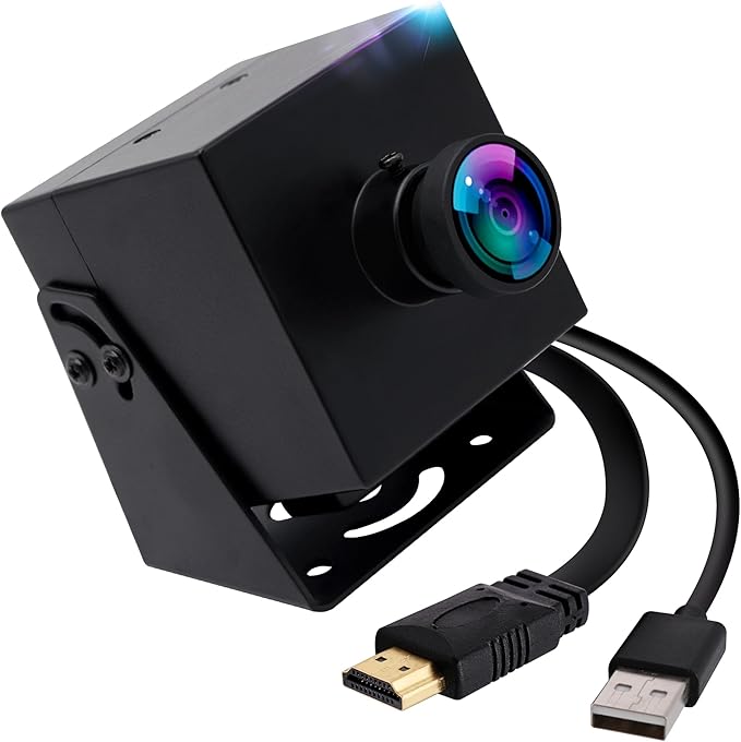 ELP 4K HDMI USB Camera Wide Angle PC Camera for Computer Monitor Simultaneously Output Mini UVC USB2.0 Webcam 2X Digital Zoom H.264 8mp USB Security Camera (110degree no Distortion Lens)