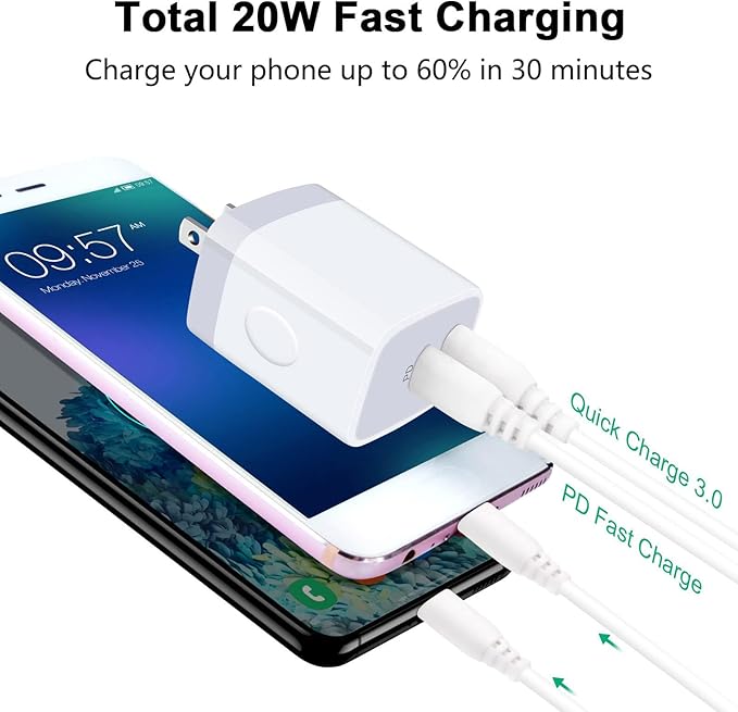 for iPhone 17e 16e 17 Pro Max Air, Fast Charger Block Wall Plug Power Adapter for iPhone 16e, USB C Box Charging Cube Base Brick for 16 15 14 13 12 11 Pro Max Plus Series