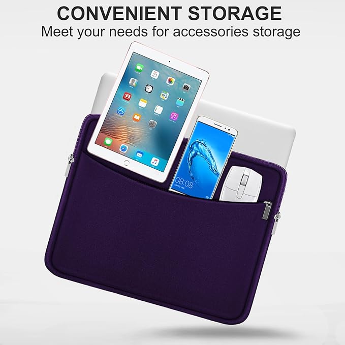 Laptop Sleeve Case 15.6 inch, Shockproof Protective Laptop Cover Carrying Computer Bag with Accessory Pocket Portable Computer Sleeve Compatible with HP, Dell, Lenovo, Asus, Dark Purple