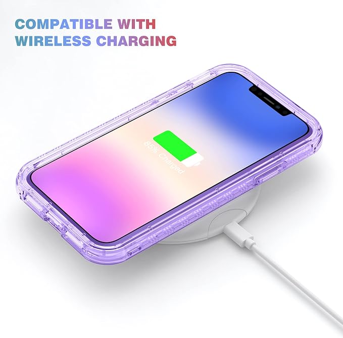 Diaclara Compatible with iPhone 11 Case, Full Body Rugged with Built-in Touch Sensitive Anti-Scratch Screen Protector, Soft TPU Bumper Case Clear Compatible with iPhone 11 6.1" (Clear Purple)