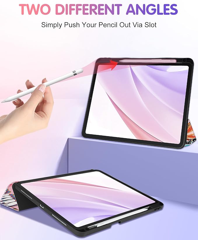Uppuppy for iPad Air 11 inch Case, Air 5th/4th Generation 10.9, Pro 11'' (4th/3rd/2nd/1st Gen) Case Girls Cute Women Pencil Holder Quote Design Girly Folio Cover for iPad Air 11 2024/2025 (M2/M3)