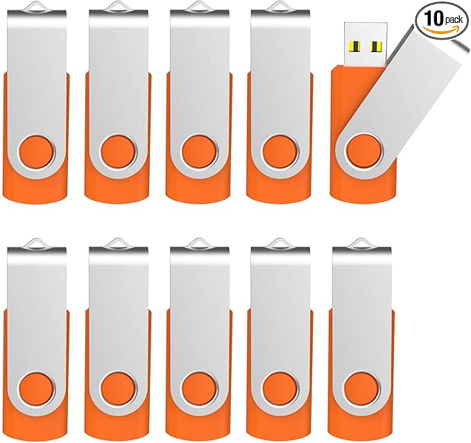 KOOTION 32 GB USB Flash Drive 32 gb Flash Drive 10 Pack Thumb Drive Memory Stick Pen Drive Keychain Design, Orange