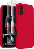 FireNova Designed for iPhone 16 Plus Case, Silicone Upgraded [Camera Protection] Case, Soft Anti-Scratch Microfiber Lining Inside, 6.7 inch, Deep Red