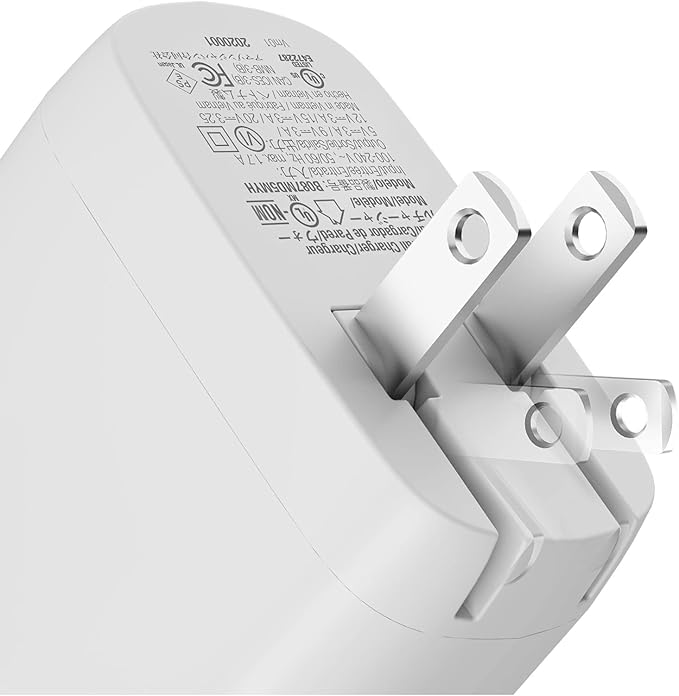 Amazon Basics 65W One-Port GaN USB-C Wall Charger with Power Delivery PD, Foldable Plug, Portable, Fast Charging for Laptops, Tablets & Phones, White