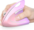TECKNET 2.4G Ergonomic Mouse Vertical Wireless - 4800 DPI Optical Carpal Tunnel Mice Right Hand, 4800 DPI Adjustable, Quiet Clicks, 6 Buttons for Laptop, Desktop, PC, Computer - Pink Purple