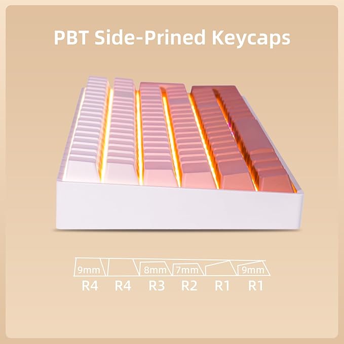 ZORNHER ZH100 Wireless Mechanical Keyboard,98% Pink Creamy Keyboard with Number Pad,Full Size Rose Gold Gaming Keyboard,Lighted Up PBT Dipped Keycaps,Creamy Sounding Linear Switches