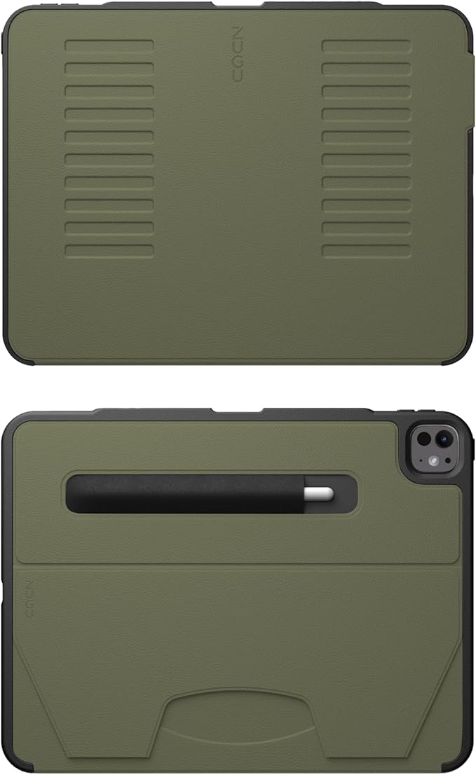 Zugu Case for iPad Pro 13 (M4/M5) 2024/2025, Slim Protective Cover with Apple Pencil Holder, Auto Wake/Sleep, Multiple Viewing Angles, iPad Pro 13 Inch Cover, Phone Protectors, Olive Green