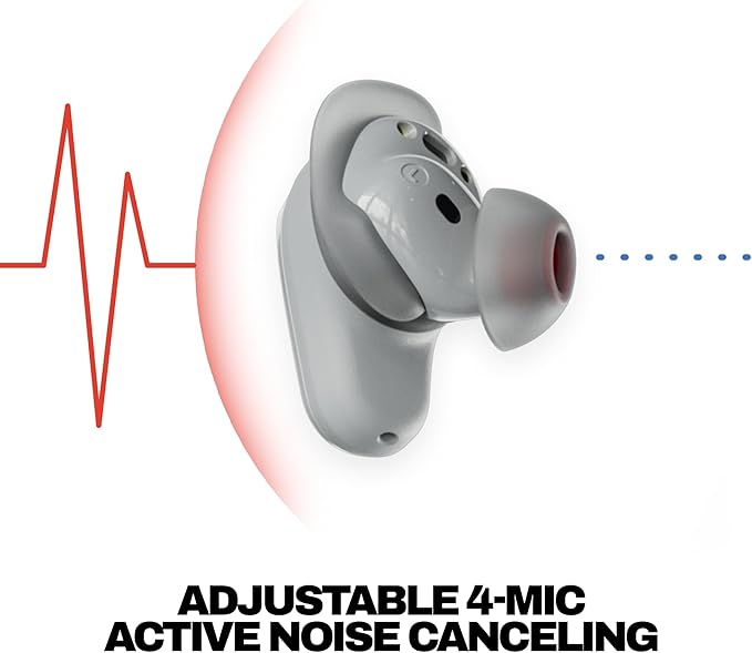 Skullcandy Method 360 ANC Wireless Earbuds, Sound by Bose, Bluetooth Headphones, Premium Noise Cancelling, Up to 40 Hrs Battery, Sweat and Water Resistant, Microphone for iPhone Android - Cement